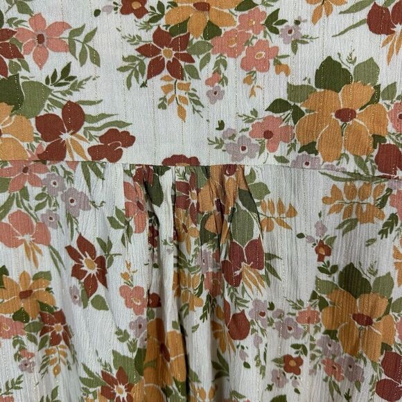 Cupcakes and Cashmere Floral Tie Neck Top Blouse Fall Boho Chic Size L - Picture 5 of 10